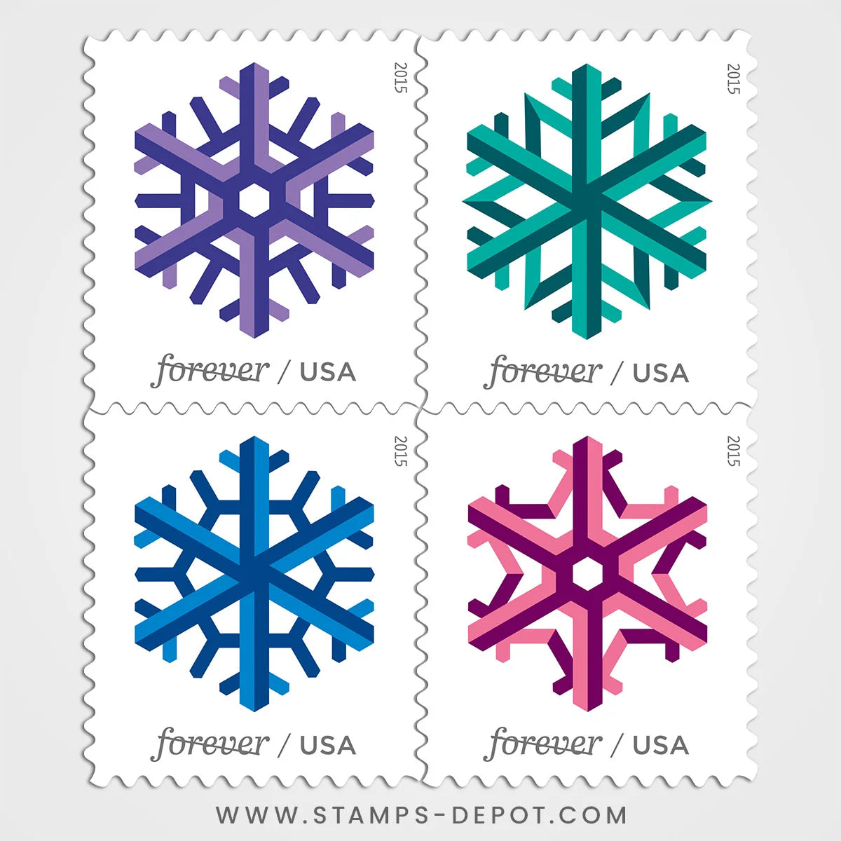 Geometric Snowflakes Stamps