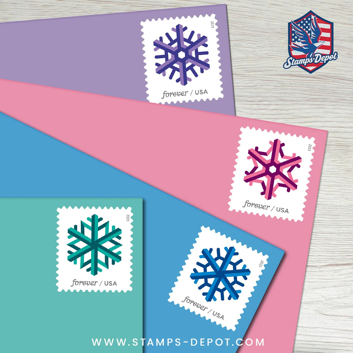 Geometric Snowflakes Stamps