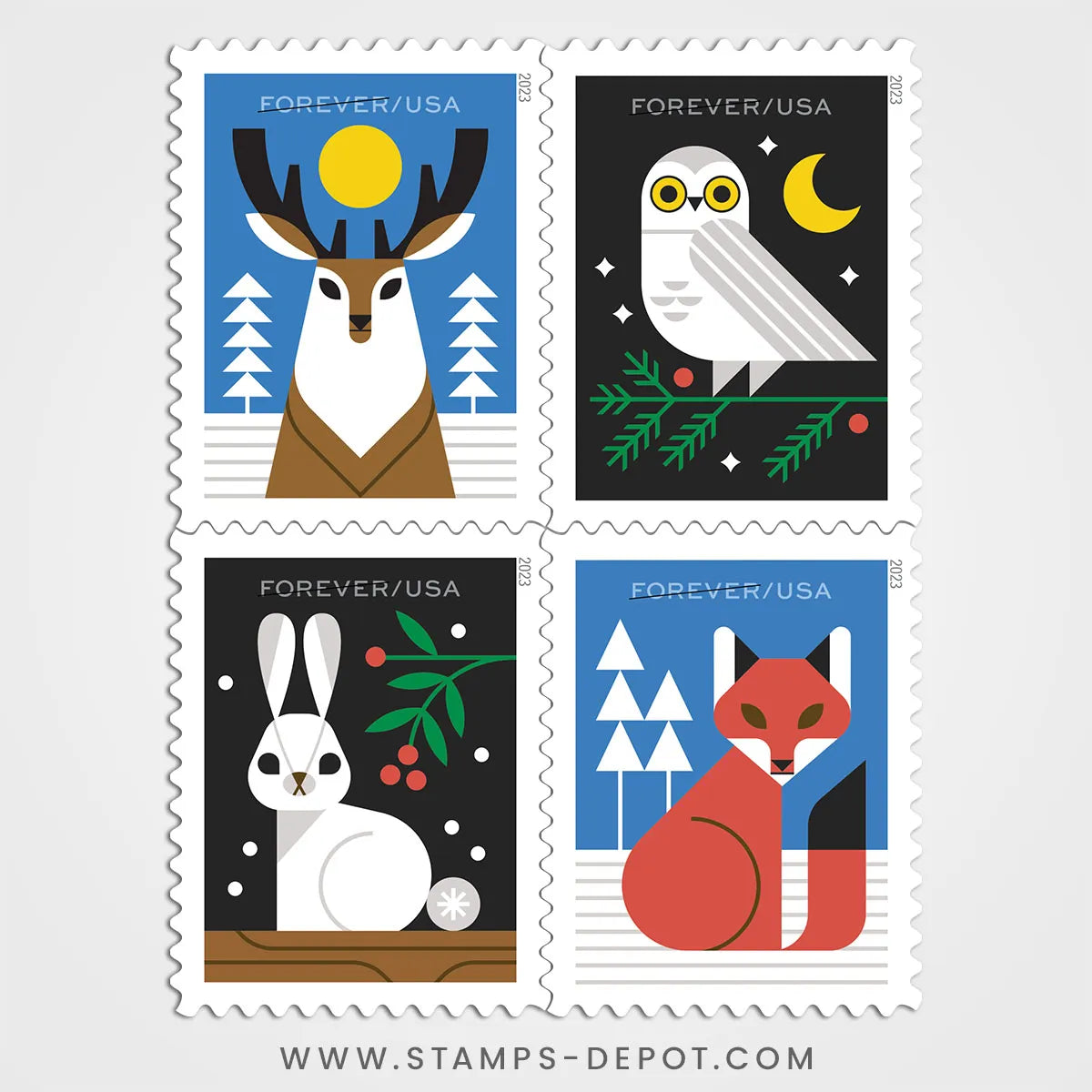 Winter Woodland Animals Stamps